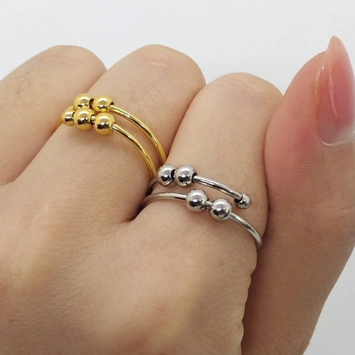 Dainty 4 Bead Anxiety Ring