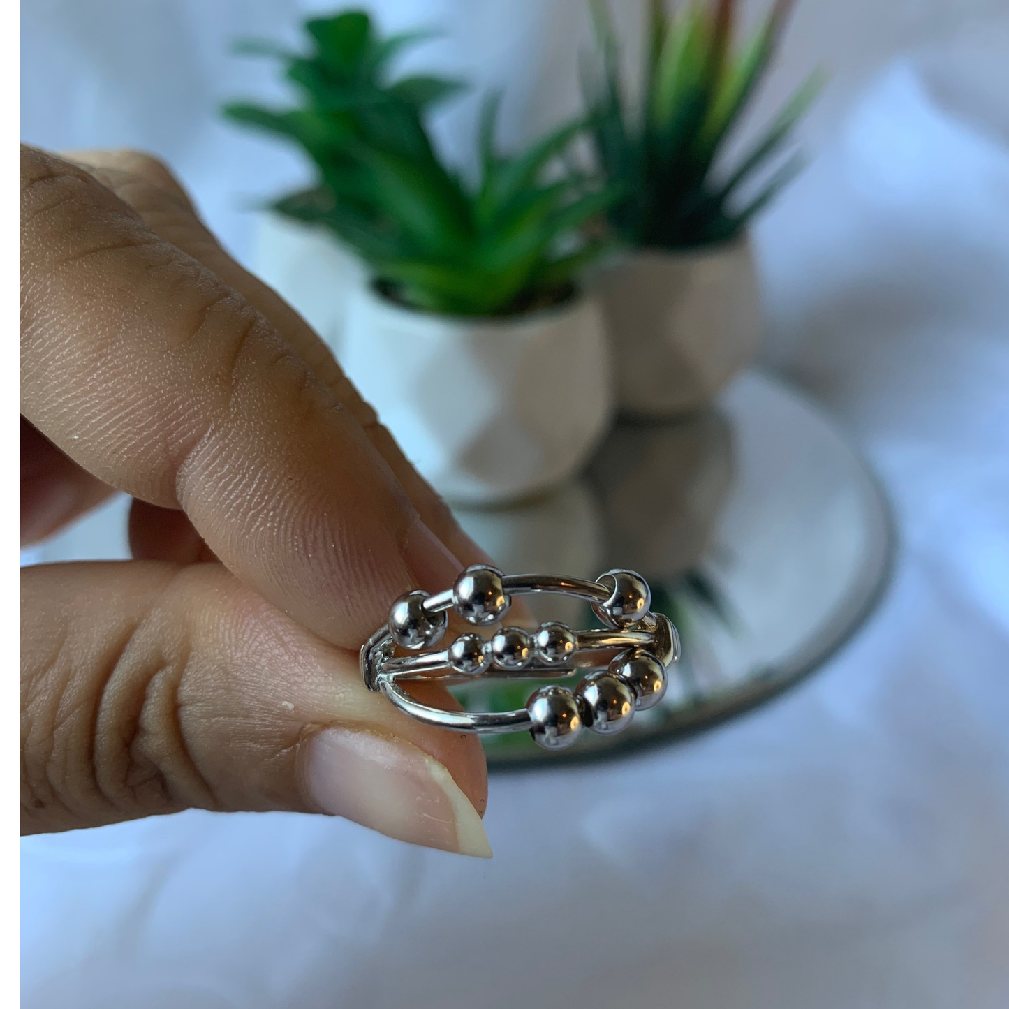 Triple Bead Anxiety Ring (Sterling Silver)