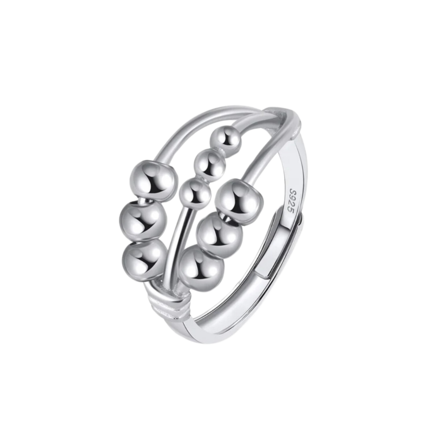 Triple Bead Anxiety Ring (Sterling Silver)