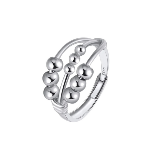 Triple Bead Anxiety Ring (Sterling Silver)